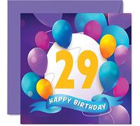 Carte d'anniversaire de 29 ans pour homme et femme - Fête en ballon - Cartes d'anniversaire pour homme de 29 ans femme frère sœur fils fille tante oncle ami cousin 145mm cartes de vœux d'anniversaire