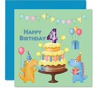 Carte d'anniversaire de 4 ans pour garçon - Carte d'anniversaire dinosaure - Carte d'anniversaire pour garçon de 4 ans carte d'anniversaire pour homme carte de vœux pour fils neveu petit-fils enfant