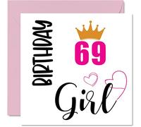 Carte d'anniversaire de 69 ans pour femme - Fille - Cartes d'anniversaire pour femme de 69 ans, grand-mère, belle-mère, tante, sœur, 145 mm x 145 mm, 69 ans, 69 ans, cartes de vœux d'anniversaire