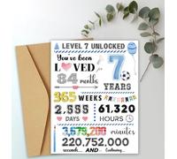 Carte d'anniversaire de 7e anniversaire pour garçon - Cadeau d'anniversaire de 7 ans - Carte de vœux personnalisée avec enveloppe et autocollants - 170 mm x 215 mm (7-Bleu)