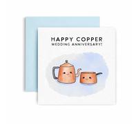 Carte d'anniversaire de mariage en cuivre - Carte de 7e anniversaire de mariage pour mari ou femme - 14,8 cm (cuivre 7ème)