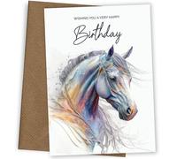 Carte d'anniversaire en forme de cheval pour maman, fille, épouse, du 16e au 60e anniversaire de cheval pour femmes et filles de tous âges, carte d'anniversaire majestueux poney blanc, carte