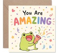 Carte d'anniversaire grenouilles - Explosion de plaisir - Grenouille de dessin animé avec bouton-pression et confettis - Ambiance lumineuse et joyeuse pour célébrer les grands moments - Carré de 145