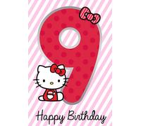 Carte d'anniversaire Hello Kitty avec autocollants, carte pour les amoureux de Hello Kitty, 9e anniversaire, pour elle, sœur, fille, cousine