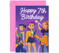 Carte d'anniversaire inspirée de la K-Pop pour fille, fille, nièce, sœur, amie, meilleure amie - 7 aujourd'hui - Cadeau de sept ans