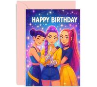 Carte d'anniversaire K-Pop pour petite-fille, fille, nièce, motif « Happy Birthday », motif animé, amusant, pour ami, collègue, famille, intérieur vierge avec enveloppe