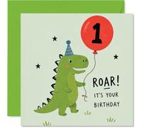 Carte d'anniversaire ludique pour 1er anniversaire, rugissant avec