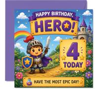 Carte d'anniversaire ludique pour 4e anniversaire, aventures épiques