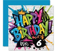 Carte d'anniversaire ludique pour 6e anniversaire, graffiti épique