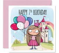 Carte d'anniversaire ludique pour 7ème anniversaire, fête de princesse