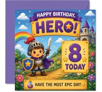 Carte d'anniversaire ludique pour 8e anniversaire, aventure épique attend