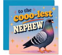Carte d'anniversaire ludique pour neveu - Bring on the Birthday Giggles - Cool Pigeon avec lunettes de soleil rétro et étoiles - Carré de 145 mm, enveloppe incluse