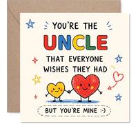 Carte d'anniversaire ludique pour oncle - You're the Uncle Everyone Wishes They Had - Cœurs et étoiles colorés dessinés à la main, fête des pères, carré de 145 mm, enveloppe incluse