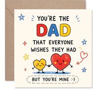 Carte d'anniversaire ludique pour papa - Avec breloque coquine - Motif cœurs et étoiles colorés de dessin animé - 145 mm carré - Enveloppe incluse