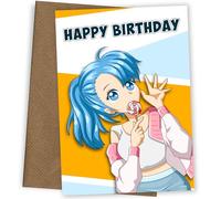 Carte d'anniversaire Manga pour adolescents, garçons et filles - Happy Birthday - Carte anime japonais pour Bday of Son, fille, petit-fils, petit-fille, frère, sœur - 11e, 12e, 13e, 16e, 19e, 20e