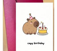 Carte d'anniversaire mignonne avec enveloppe représentant un capybara - Conception d'animal de bande dessinée amusante, convient à tous, carte de célébration, idéale pour les meilleurs amis et les êtr