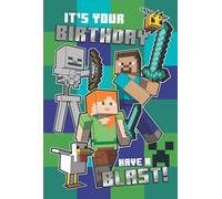 Carte d'anniversaire Minecraft avec autocollants, carte Minecraft pour les amateurs d'artisanat, pour lui, elle, sœur, frère, cousin