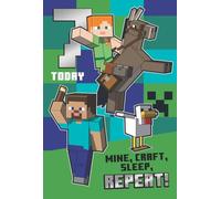 Carte d'anniversaire Minecraft avec autocollants pour 7 ans, 7e anniversaire, carte de jeu, pour lui, elle, frère, sœur, cousin