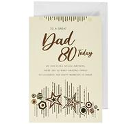 Carte d'anniversaire moderne pour 80e papa - 22,9 x 15,2 cm - Édition royale, beige