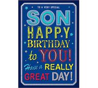 Carte d'anniversaire moderne pour fils - Carte Anniversaire Enfant - 9 x 6 pouces - Piccadilly Greetings