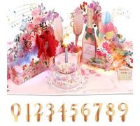 Carte d'anniversaire musicale avec musique et lumière pour femme, 3D, champagne, cadeau d'anniversaire pour filles et femmes, petite amie, mère, femme