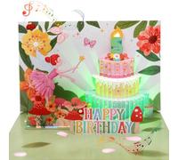 Carte d'anniversaire musicale pour 5e fille, petite-fille de 5 ans, nièce, bébé, enfant, fille, carte d'anniversaire pop-up 3D avec musique et lumière pour filles de 5 ans