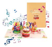Carte d'Anniversaire Pop-up 3D avec Bougie LED et Chanson Joyeux Anniversaire
