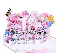 Carte d'anniversaire pop-up 3D, cartes de vœux d'anniversaire avec enveloppe Happy Birthday Greeting Card âge 18 ans