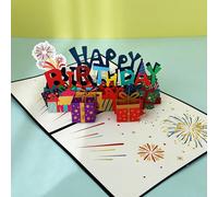 Carte d'anniversaire pop-up avec design de feux d'artifice de bande dessinée, carte de vœux découpée au laser, convient pour fils/fille/petit-fils/petite-fille/neveu/nièce/elle/lui/petite amie/petit a