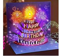 Carte d'anniversaire pop-up Happy Birthday avec musique et lumière 3D Cadeau d'anniversaire pour femme, homme, petit