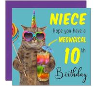 Carte d'anniversaire pour 10e nièce - Carte d'anniversaire amusante pour nièce pour enfants de 10 ans