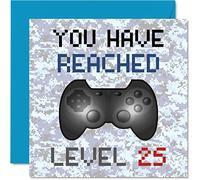 Carte d'anniversaire pour 25e joueur - You Have Reached Level 25 - Cartes d'anniversaire pour hommes jeux vingt-cinq cartes vœux pour vingt-cinquième anniversaire jeu vidéo fille fils ami petit-fils