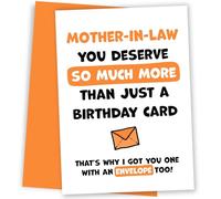 Carte d'anniversaire pour belle-mère - You Deserve More Than Just Bday Cards - Rire et célébrez avec cette carte d'anniversaire hilarante pour belle-mère avec enveloppe orange