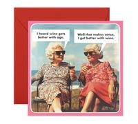 Carte d'anniversaire pour femme - « Wine Gets Better with Age » - Carte de style vintage pour les amateurs de vin, maman, tante, grand-mère, sœur, épouse, petite amie, amie, meilleure amie, meilleure