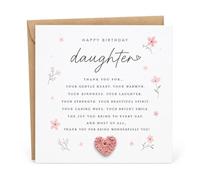 Carte d'anniversaire pour fille avec enveloppe, carte d'anniversaire pour fille de la part de maman ou de papa, carte sentimentale florale avec motif cœur au crochet, carte spéciale fille