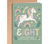 Carte d'anniversaire pour fille - Carte d'anniversaire cool de 8 ans pour fille, petite-fille, nièce - Jolie carte d'anniversaire licorne pastel pour enfants - Cartes de vœux amusantes licorne pour