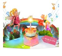 Carte d'anniversaire pour fille de 5 ans, fée, pop-up, avec musique, 3D, chantante, avec bougie LED, pour fille de 5 ans, fille, petite-fille
