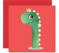 Carte d'anniversaire pour garçon - Numéros de dinosaures - Carte d'anniversaire de 1 an pour garçon et fille, cartes d'anniversaire pour lui, elle, 145 mm x 145 mm, carte de vœux pour fils, fille,