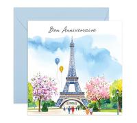 Carte d'anniversaire pour homme et femme - Bon anniversaire Tour Eiffel - Cadeaux d'inspiration française pour femme, mari, petite amie, petit ami, partenaire, fiancé, chéri - Amour de Paris - Avec