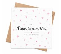 Carte d'anniversaire pour maman avec enveloppe, carte « Mum in a Million » pour mère, carte de vœux sentimentale en forme de cœur floral de la part de sa fille ou de son fils, carte d'anniversaire