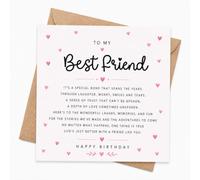 Carte d'anniversaire pour meilleure amie avec enveloppe, carte d'anniversaire sentimentale pour elle, carte d'amitié sincère avec poème pour amie, meilleure amie ou amie de travail