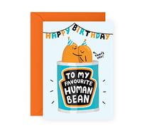 Carte d'anniversaire pour petit ami - « My Favorite Human Bean » - Carte d'anniversaire pour maman et papa, petite amie, épouse, mari - Livrée avec des autocollants amusants - Par Central 23
