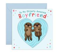 Carte d'anniversaire pour petit ami - Otterly Amazing Boyfriend - Jolie carte d'anniversaire pour petit ami lui homme - Carte de Saint Valentin loutre pour petit ami - Par Central 23