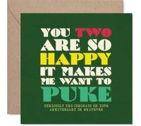 Carte d'anniversaire sarcastique - Célébrez audacieusement votre bonheur malade - Typographie sarcastique colorée sur vert foncé - Carré de 145 mm, enveloppe incluse