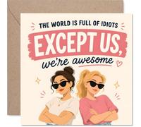 Carte d'anniversaire Sassy - Unapologetically Awesome Vibes - Illustration audacieuse de deux amis confiants avec attitude - Carré de 145 mm, enveloppe incluse