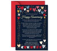 Carte d'anniversaire sentimentale - Home Is Always with You - Carte marine avec cœurs et confettis dorés - A5, enveloppe incluse
