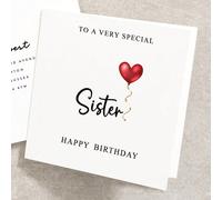 Carte d'anniversaire sœur, parent spécial, carte d'anniversaire joyeux anniversaire, magnifique carte d'anniversaire nièce avec ballon cœur pour elle, carte d'anniversaire fils, carte pour lui avec en