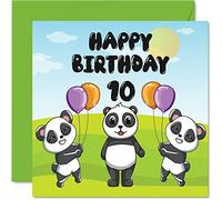 Carte d'anniversaire unisexe pour 10e anniversaire, Panda Party