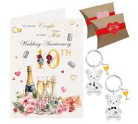 Carte de 10e anniversaire de mariage, carte d'anniversaire de mariage en étain, carte d'anniversaire de 10 ans, porte-clés pour couple (10e)