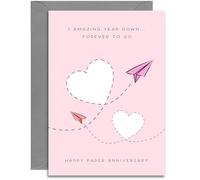 Carte de 1er anniversaire de mariage en papier - Format A5 avec enveloppe grise